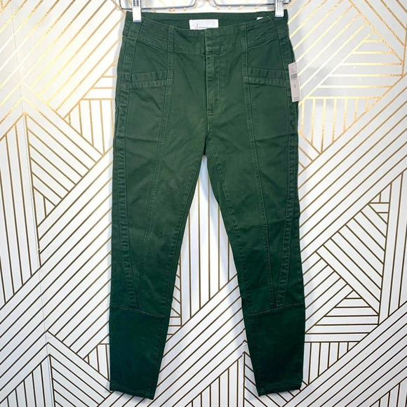 Anthropologie Cadet Slim Utility Pants Skinny Leg Cotton Stretch‎ Green Size 26 - Picture 1 of 9
